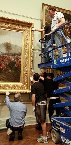 Conservation and installation crew at work