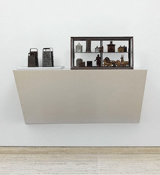 Haim Steinbach Untitled (graters, Victorian iron banks) 1990