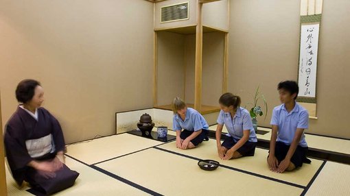 a view inside Japanese tea room